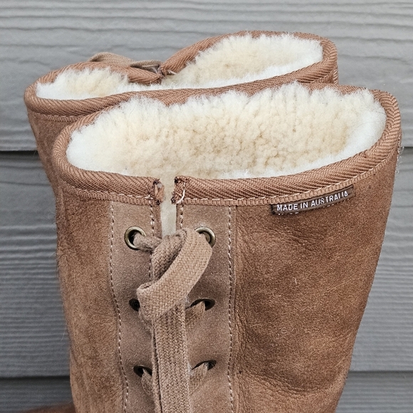Koalabi Australia Ugg Tall Lace Up Sheepskin Boots Chestnut Brown Womens Size 10 - Picture 7 of 16